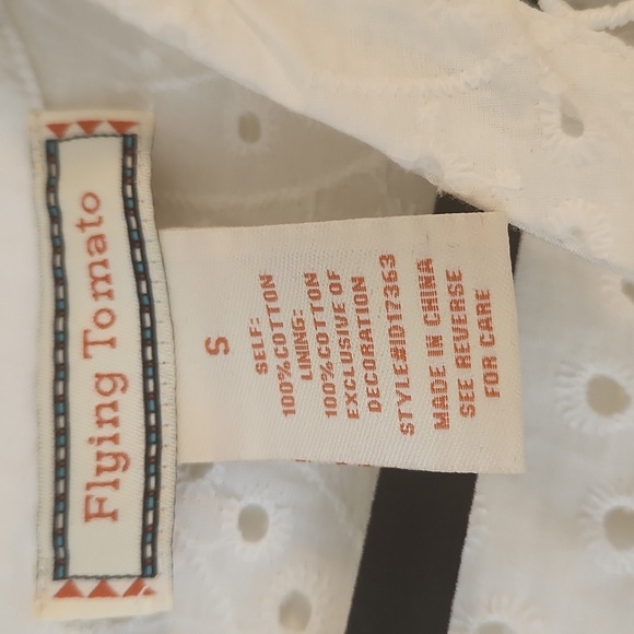 NWT Flying Tomatoe White Sleeveless Eyelet Midi Length Dress Size S - Picture 6 of 12